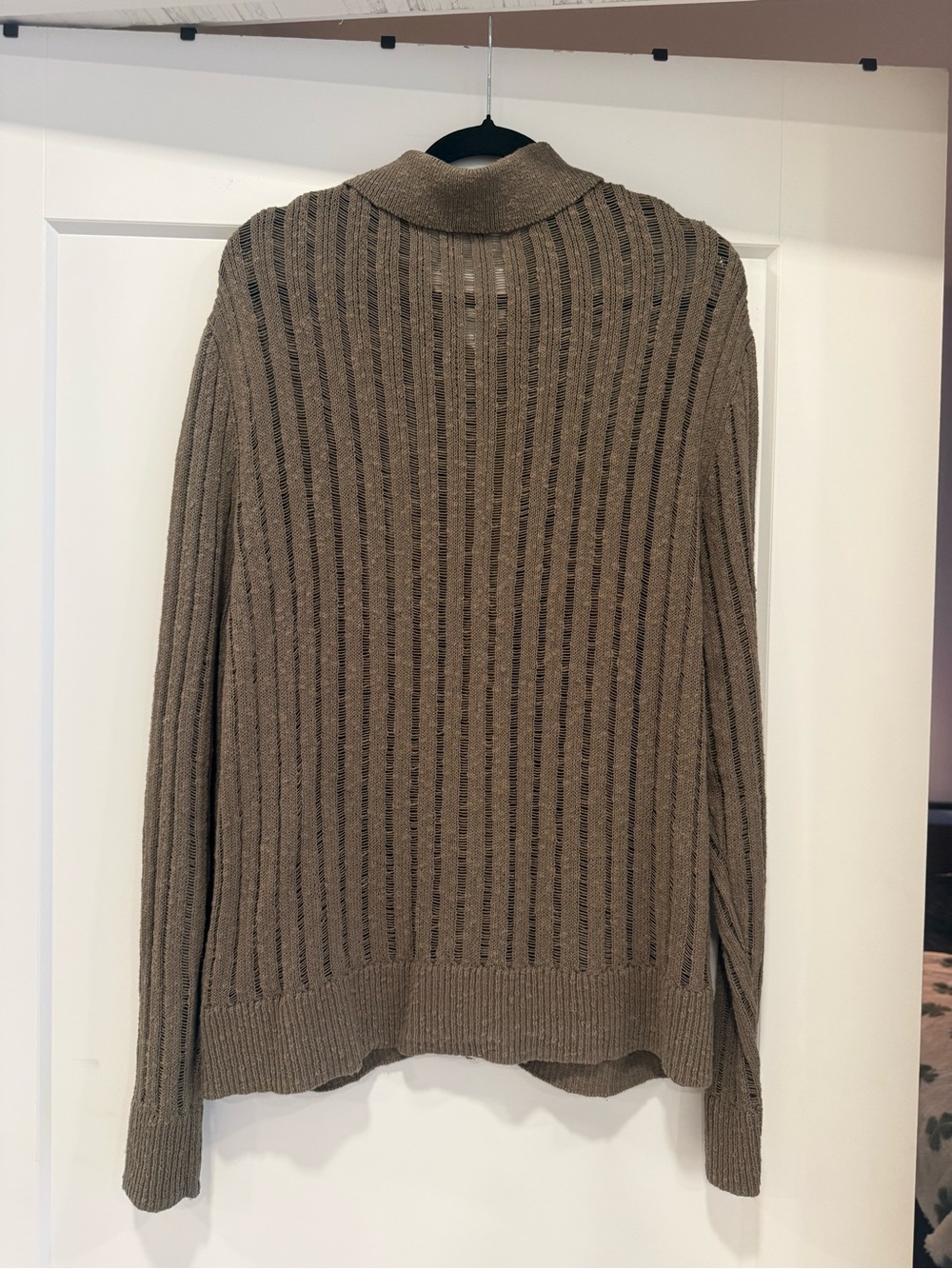 Weekday Men's Taupe Zip-Front Ribbed Sweater - Picture 2 of 2